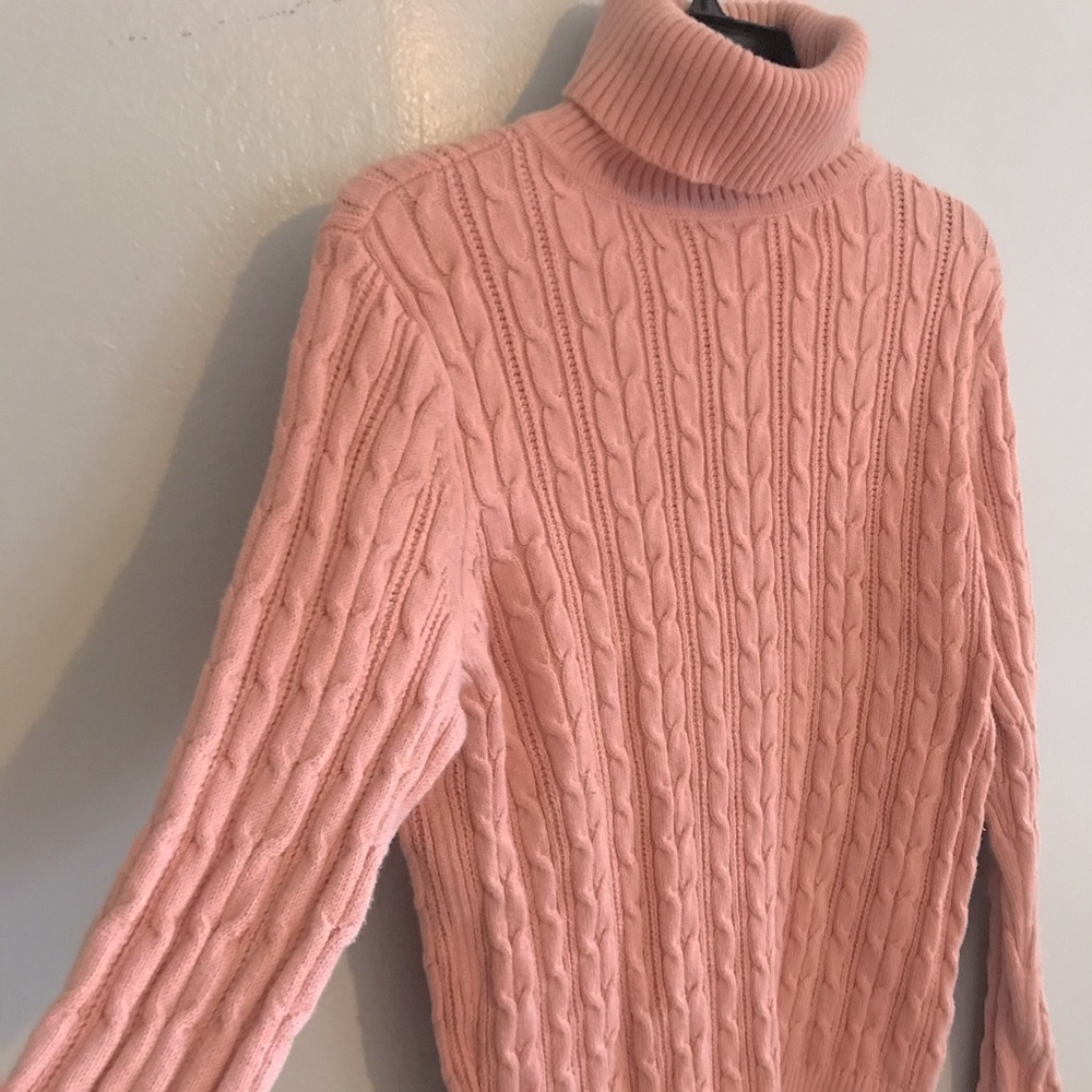 Cable Knit Pink Turtleneck